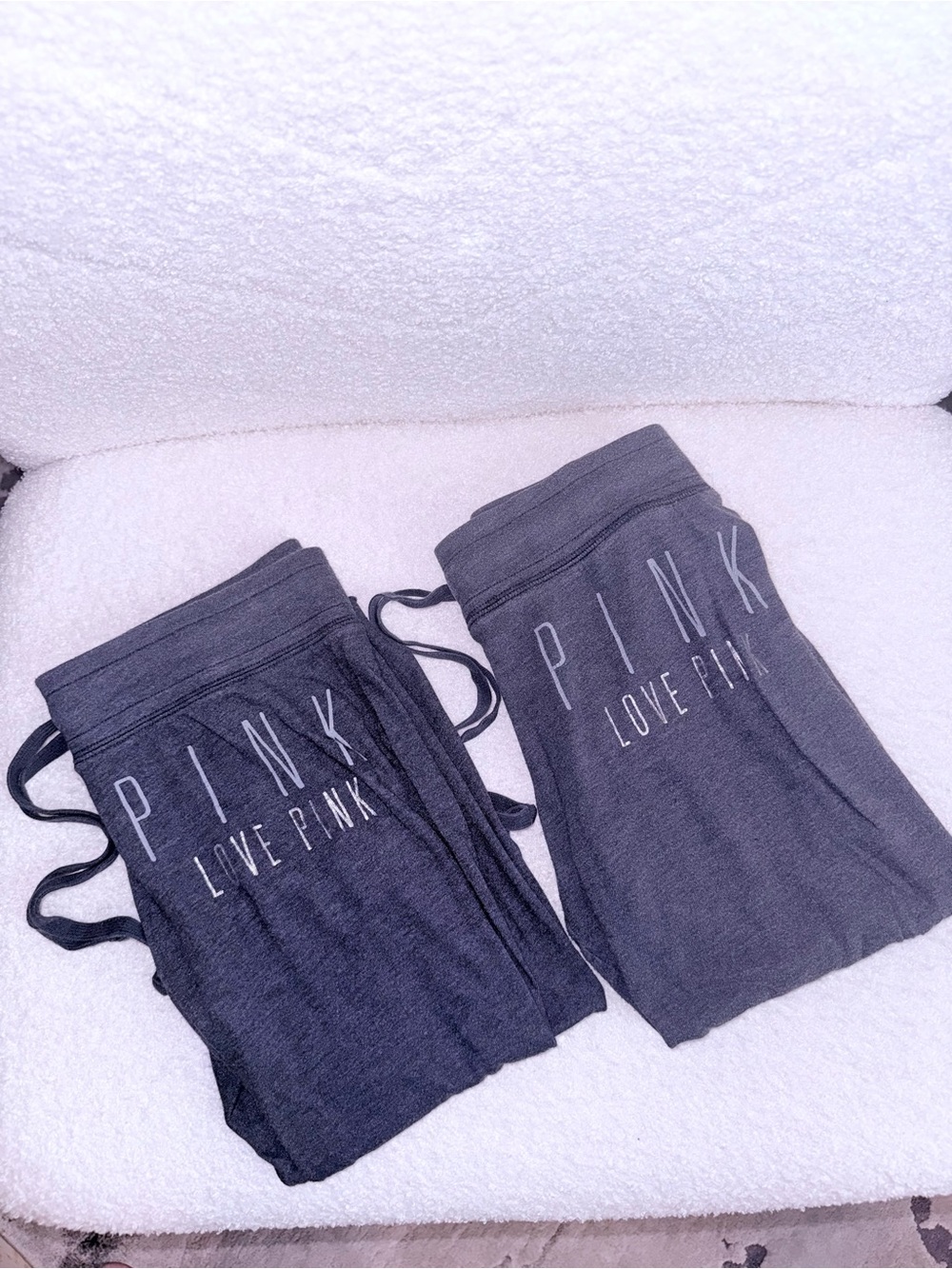 Victorias Secret Pink Crop Capri logo pants XS gray y2k vintage Lot of 2!